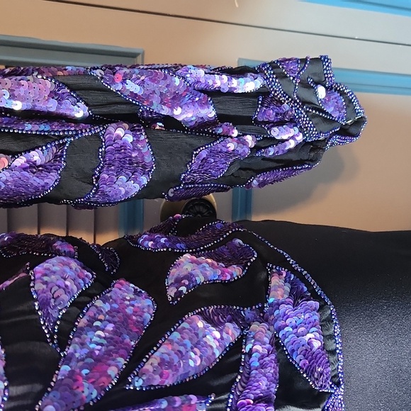 Vintage Black and Purple Sequin Top - Picture 8 of 12
